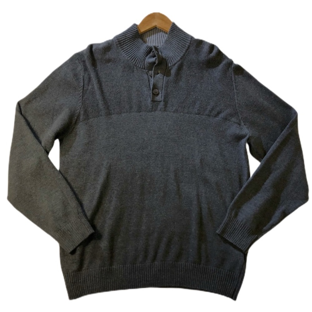 Haggar Men’s Gray 1/4 Button Sweater - Large